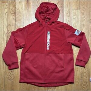 Nebraska Cornhuskers Adidas Mens 1/2 Zip Hooded Jacket XL Red Anorak Team Issue